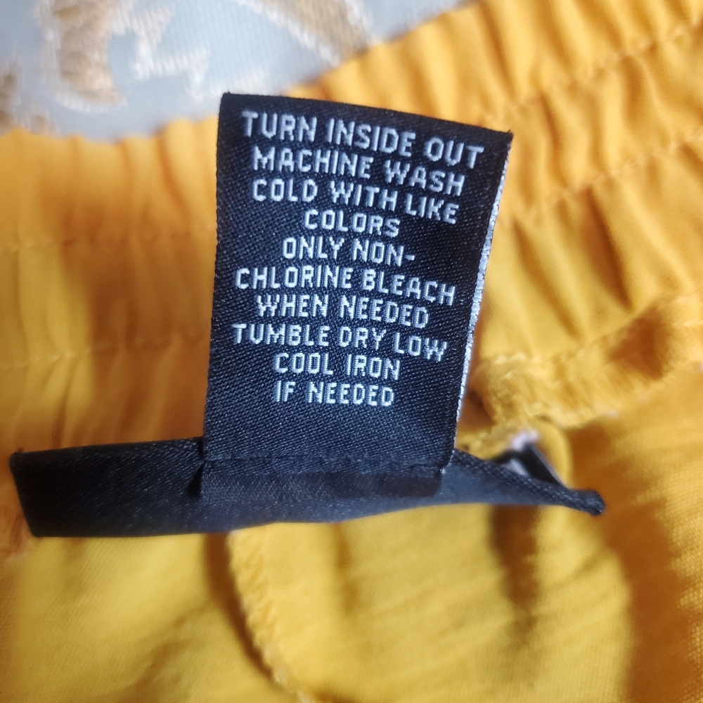 NYCC Pull On Adjustable Waist Button Detail Cargo Ankle Pants, XL, Yellow - Picture 10 of 14